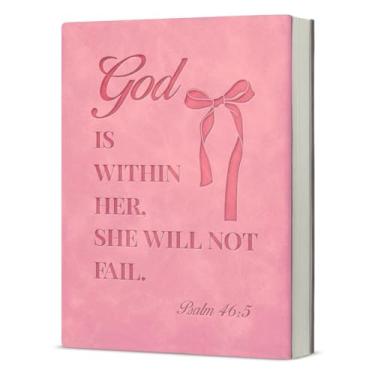 Imagem de Caderno de diário cristão feminino coquete rosa com versículo da Bíblia religiosa, presentes espirituais inspiradores para mulheres, God Is Within Her Pink Journal Notebook