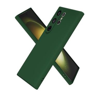 Imagem de oakxco Capa de silicone para Samsung Galaxy S23 Ultra, ultrafina para mulheres e meninas, cor lisa lisa minimalista estética fofa design feminino, gel de borracha macia com capa para câmera, verde