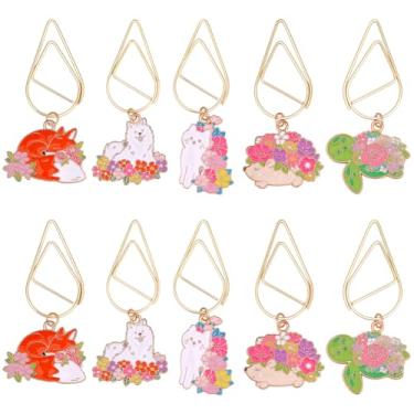 Imagem de CRASPIRE 10 peças, 5 estilos, clipe de papel para cão, agendador, agendador, raposa, tartaruga, gato, animal, charme, metal, marcador de livro, grampos de papel para leitura, professores, amantes de