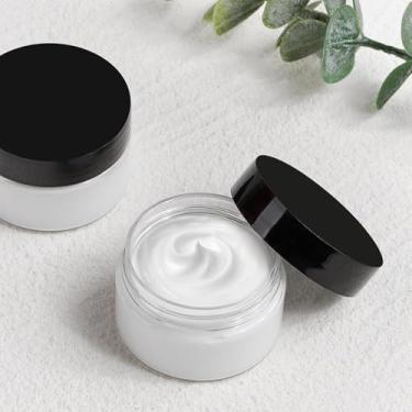 Imagem de Frasco cosmético curto de 50 ml com tampa preta, recipiente transparente para loção creme e produtos de beleza, pote vazio compacto para viagem