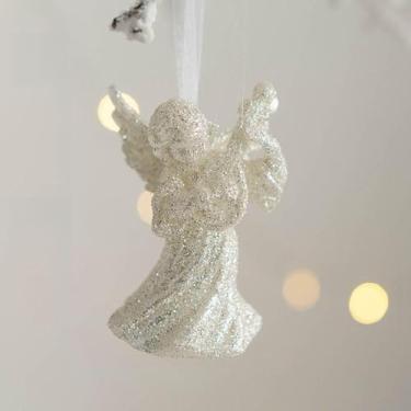 Imagem de Enfeite de árvore de Natal artesanato lindo mini pingente de plástico com glitter simples resistente ao desgaste anjo de Natal (11)