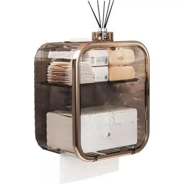 Imagem de Suporte Para Papel HigiêNico Sem FuraçãO, AçO InoxidáVel, Com Organizador E Porta-Celular, Para Banheiro