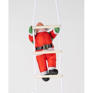 Imagem de Decoração de Natal de 25 cm Papai Noel escalada em corda enfeite de pendurar decoração de festa bonito figura de Papai Noel escada 01