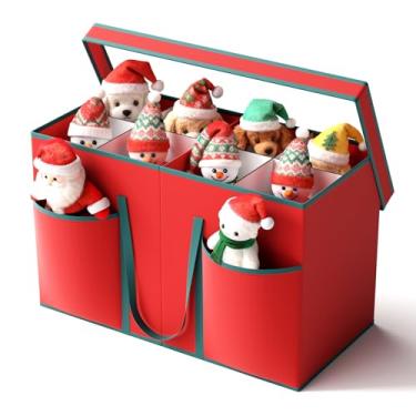 Imagem de Caixa de armazenamento de estatueta de Natal e recipientes de armazenamento de quebra-nozes com tampa visível e divisórias de papelão, mantém 8 itens colecionáveis de figurina de 38 cm, bolsa de