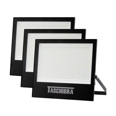 Imagem de 3 Refletores Taschibra Led Tr Slim 200w 6500k Preto Autovolt