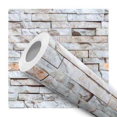 Imagem de Papel De Parede Adesivo Canjiquinha Cinza Pedra Sala Quarto 3m - DELIQ