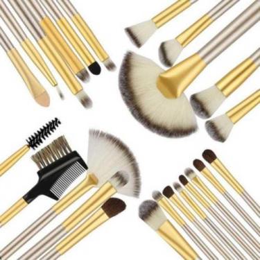 Imagem de Kit 24 Pinceis maquiagem Profissional com Estojo Organizador 910 - Lor