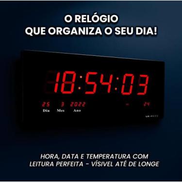 Imagem de Relógio Parede Led Digital Grande 47cm Data Termômetro Firma Academia 