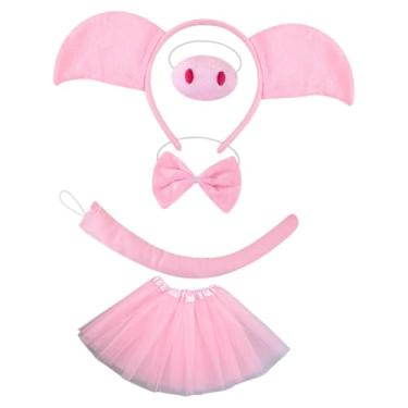 Imagem de Colaxi Fantasia de Porquinho com Saia de Desenho Animado para Apresentação em Carnaval, Festa à Fantasia e Festival Infantil, com Nariz