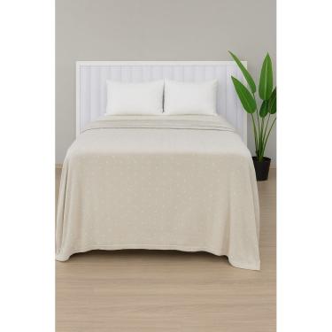 Imagem de Manta De Microfibra Estampa Poá Habitat Casal  - Poá Bege