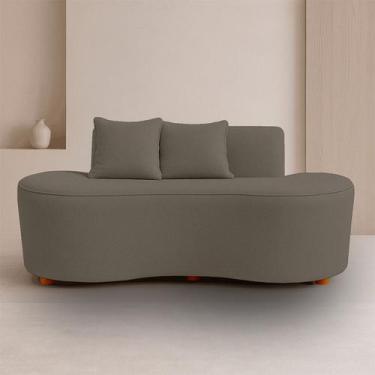 Imagem de Sofá Orgânico 2 Lugares Curvo Feijão Design Escultural Bouclé Premium 