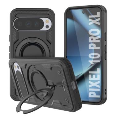 Imagem de PunkCase Capa para Google Pixel 10 Pro XL [série Magnetix 2.0] Capa protetora de camada dupla com suporte, alça de anel e suporte magnético integrado para carregamento sem fio e suporte de carro (6,8