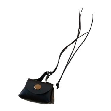 Imagem de MOAIYU Corrente de couro elegante para pendurar no pescoço, bolsa para fone de ouvido, charmosa, corrente de moeda, colar com pingente para roupas elegantes, preto