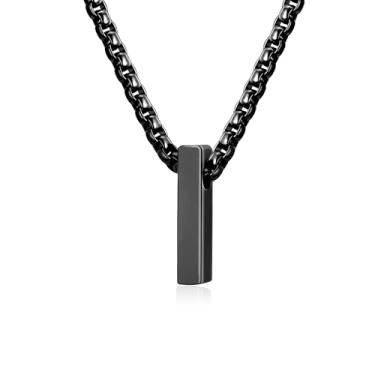 Imagem de VULETO Colar com letra A-Z com inicial A-Z, presente para meninos e homens, pingente de letra de aço inoxidável, enfeites de Natal, joias de aniversário, ideias de presentes para adolescentes e