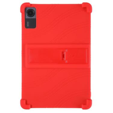 Imagem de QYiiD Capa para Xiaomi Redmi Pad SE 11 polegadas, leve, de silicone para crianças, capa protetora dobrável com suporte dobrável para Redmi Pad SE 11 2023, vermelha