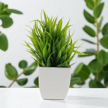 Imagem de Generic 1 peça de arranjo de grama artificial de plantas artificiais verde 7 x 7 x 18 cm