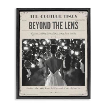 Imagem de Stupell Industries The Couture Times Magazine arte de parede em tela flutuante marrom emoldurada, design por A Barefoot Stylist, 53 x 43 cm