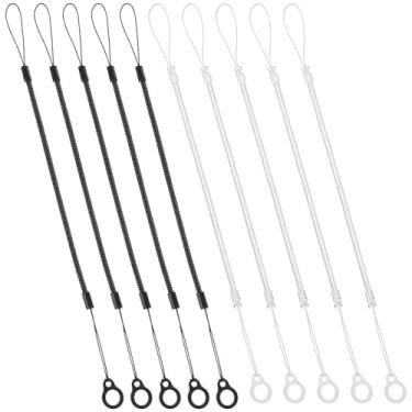 Imagem de Guduling 10 peças de cordão de caneta, cordão de caneta, coleira de canetas com anel de silicone, cordão elástico de silicone, alça de mola retrátil para amarrar a caneta Stylus para tela sensível ao