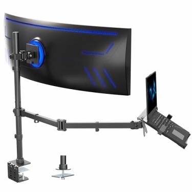 Imagem de VIVO Monitor Ultrawide + suporte para laptop para telas de até 49 polegadas e laptops de 10 a 15,6 polegadas, visualização de tela dupla, articulação suave, preto, STAND-V113L