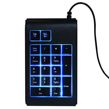 Imagem de Beufee Teclado numérico retroiluminado com 3 cores retroiluminado, teclado numérico com fio USB mecânico de 19 teclas para laptop, desktop, PC, preto (Preto)