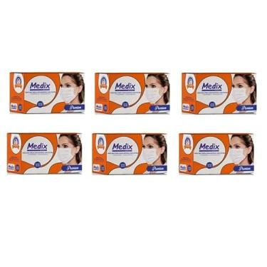 Imagem de Kit 6 Caixas Máscara Descartável Tripla Proteção com Filtro e Clipe de Ajuste Nasal Com Elástico – Total 300 Unidades