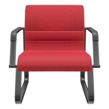 Imagem de Cadeira de Escritório Recepção com Braço Fixa Preta Lev P03 Crepe Vermelho - Lyam Decor