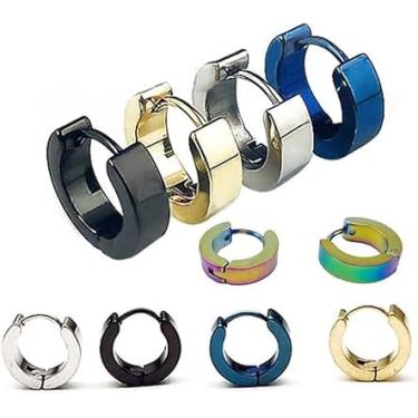 Imagem de 5 pares de acessórios de orelha unissex de aço inoxidável, brincos pequenos de argola com brincos correspondentes, estilo de metal durável para uso diário