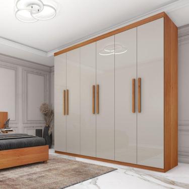 Imagem de Guarda Roupa Casal 6 Portas 4 Gavetas Suécia-cinamomo-off White Tcil Móveis