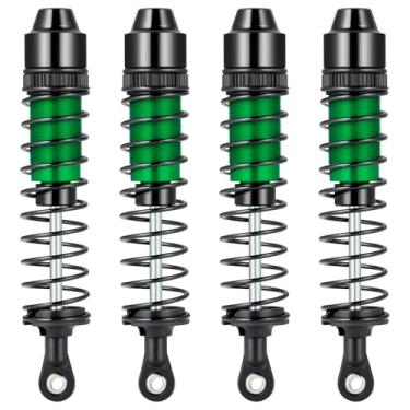 Imagem de QUE-T Amortecedor de alumínio com 4 peças de amortecedores RC para atualização de lancheira Tamiya 57409 de 1/12 (verde e preto)