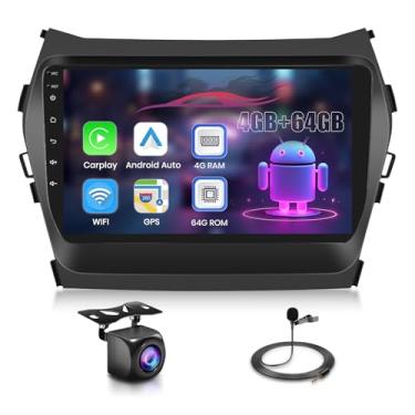 Imagem de Upriding 【8 núcleos 4 + 64 G】 Rádio automotivo Android para Hyundai Santa Fe 2013-2017 2017 tela sensível ao toque de 9 polegadas com carplay sem fio Android Auto, GPS/5G WiFi/DSP/Bluetooth/SWC