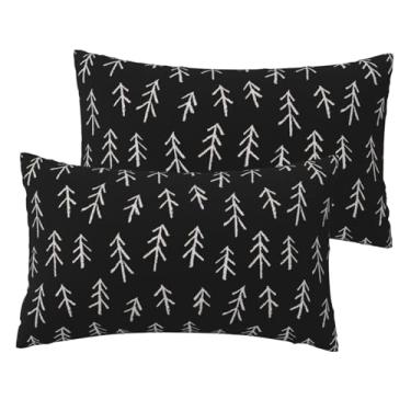 Imagem de VIREOTHIA Conjunto de 2 capas de almofadas tribais para lombar, 30,5 x 50,8 cm, decoração de árvore de Natal, preto e branco, retangulares, capas de almofada para decoração de sofá-cama
