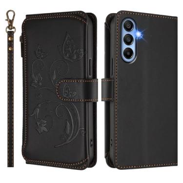 Imagem de ZUOBDSDF Capa flip para Samsung Galaxy A15 5G Capa carteira com suporte de cartão PU couro com suporte para cartões, capa TPU à prova de choque para mulheres e homens, capa protetora compatível com