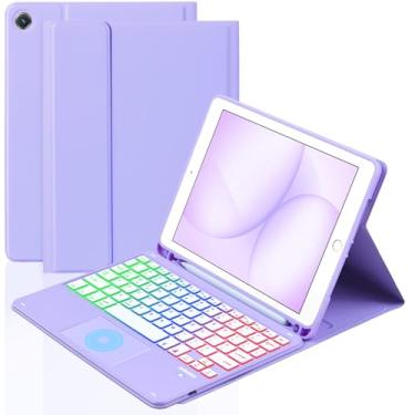 Imagem de MePadKey Capa com teclado Touchpad para Samsung Galaxy Tab A11 Plus/A9 Plus 2025/2023 de 11 polegadas, teclado de carregamento tipo C com luz de fundo de 7 cores com suporte para lápis, compatível com