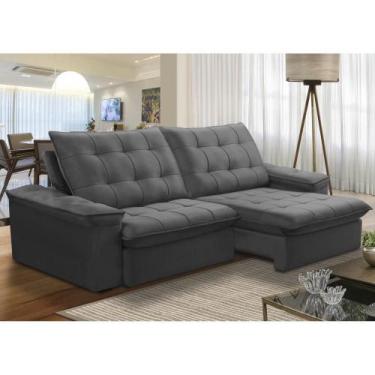 Imagem de Sofá 3L 2,3m Ret/Rec Veludo Ferguile Batam - Grafite - Ferguile Estofa