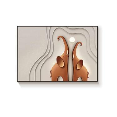 Imagem de Caixa de medidor elétrico ultrafino elefante versão vertical caixa de distribuição abstrata sem perfuração bloqueio luz restaurante pintura suspensa (c 50 * 40 cm)