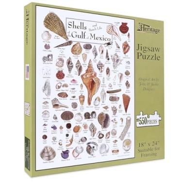 Imagem de Heritage Puzzle Inc. Quebra-Cabeça Shells Do Golfo México - 550 Peças Para Adultos Por John E Jackie Leatherbury Douglass Educacional Com 97 Espécies Da Costa