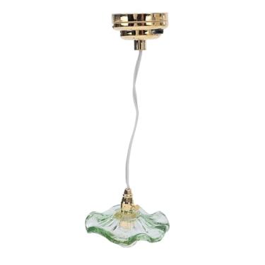 Imagem de TOPINCN Lustre para Casa de Bonecas, Pequenos Adereços de Lâmpada LED Em Formato de Flor, Lustre Em Escala 1:12, Luz de Teto para Casa de Bonecas para Decoração de Casa (amarelo) (Verde)