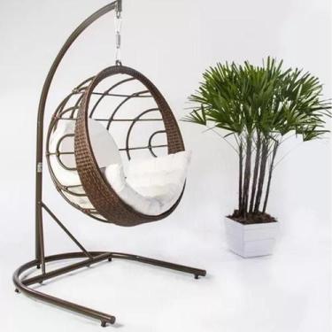 Imagem de Balanço Fibra e Alumínio com Suporte de Área Externa Jardim - Sarah Mó