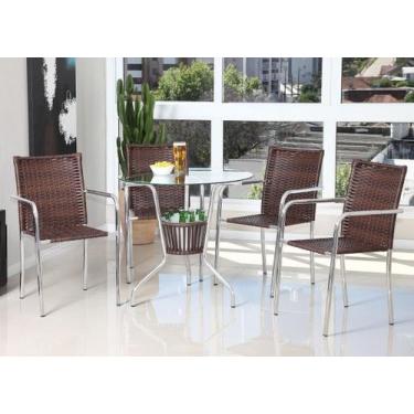 Imagem de Conjunto de mesa para cozinha e área externa, móveis de alumínio com f