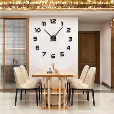 Imagem de FASHION in THE CITY - Relógio de Parede 3D com Superfície Espelhada, Tamanho Grande, Decorativo, Silencioso, Preto, DIY Size 80CM-120CM