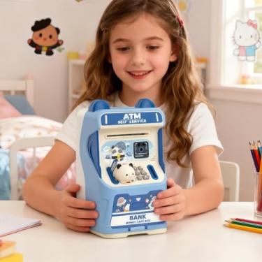 Imagem de Banco Poupança ATM - Brinquedos Educativos Com Reconhecimento Facial E Slot De Cartão Simulado - Multibanco Cofre Infantil - para Meninos e Meninas Acima de 3 Anos, Dinheiro e Moedas, Educação, Aniver