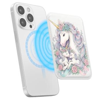 Imagem de Suporte magnético para iPhone, carteira fina de couro PU, capa para cartão, capa traseira para cartão, acessório de telefone fofo