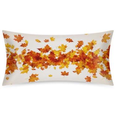 Imagem de Fronha King Size de cetim de seda para cabelo e pele, capa de almofada, macia, antiderrapante, refrescante, folha de bordo, arte com fecho de envelope para dormir, mulheres, homens, crianças, 50,8 x