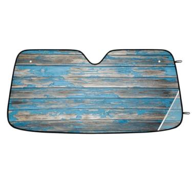 Imagem de Para-brisa dianteiro do carro, para-sol, vintage, madeira, litoral, dobrável, leve, janela, para-sol, blocos de cobertura de para-brisa de verão, raios UV, mantém o carro fresco, viseira de para-brisa
