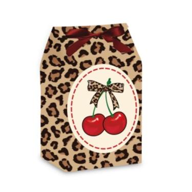 Imagem de JarThenaAMCS 24 peças de sacos de lembrancinha de festa de cereja com estampa de leopardo com laços de fita, saco de guloseimas de safári na selva para chá de bebê de aniversário
