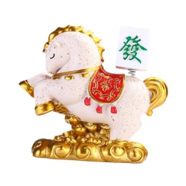 Imagem de Ioensy Escultura de Cavalo em Resina, Acabamento Fino, Estatueta Chinesa de Feng Shui, Estátua de Animal em Miniatura para Lareira, C