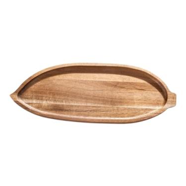 Imagem de Baoblaze Bandeja de madeira para alimentos, prato para frutas secas, travessa para servir sobremesas e xícaras de café, Folhas Grandes