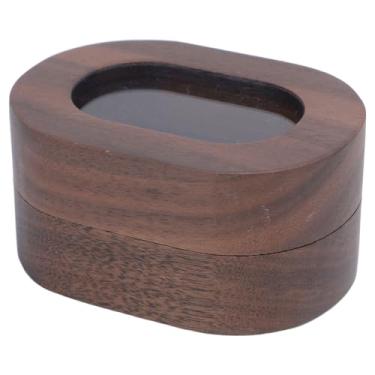 Imagem de KUIDAMOS Caixa de Anel de Madeira Elegante, Madeira de Nogueira, Fechamento Magnético, Suporte de Anel para Casamento, Noivado, Vinho, Interior Vermelho (Slot Duplo)