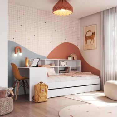 Imagem de Cama Infantil Montessoriana com Cama Auxiliar Estante e Escrivaninha I