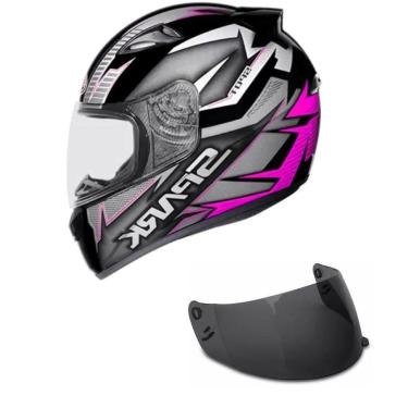 Imagem de Capacete Ebf New Spark Spot Preto e Rosa Mais Viseira Fumê Cor:;Tamanho:60;Gênero:Feminino-Feminino